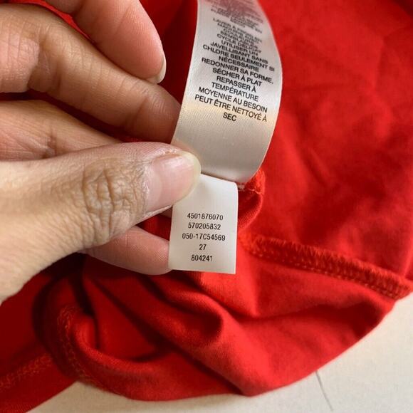 Chicos Tee Dress Womens 0 Red Essential Short Sleeves Lace Up Back Jersey Midi - Picture 10 of 13